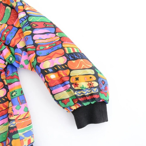 Vintage K Arnold 100% Silk Rainbow Pattern Bomber Jacket M - Picture 5 of 14